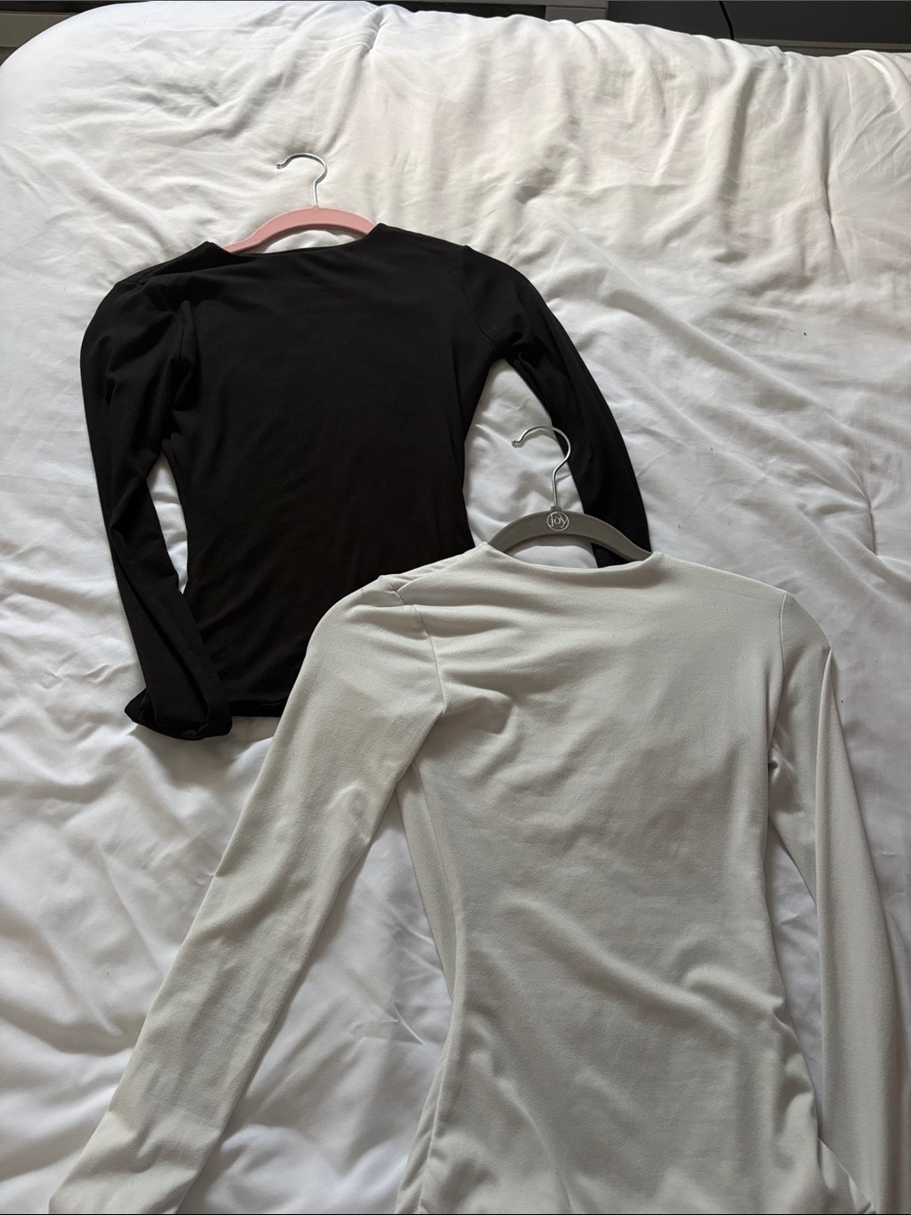 Essential Long-Sleeve Crew Neck Tops in Black and White